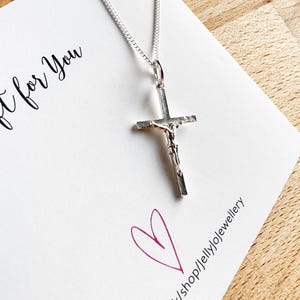 Sterling Silver Crucifix Necklace: Religious Pendant image 3