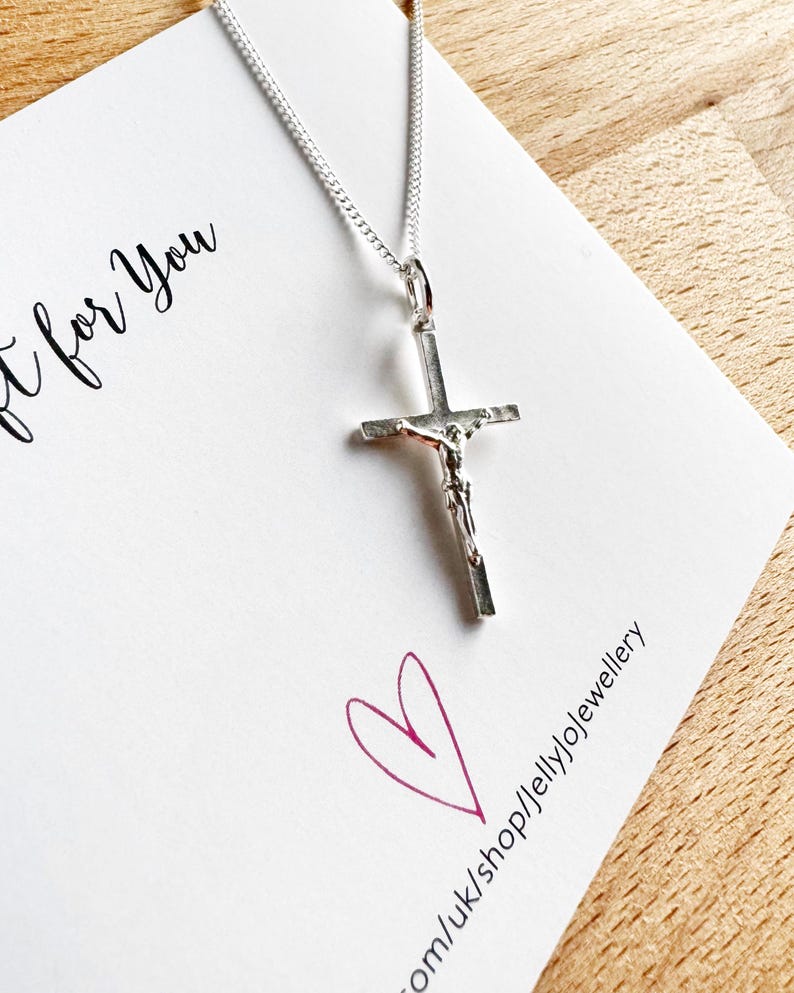 Sterling Silver Crucifix Necklace: Religious Pendant image 3