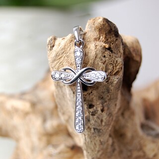 Collana Donna Con Ciondolo Croce Infinito In Argento 925 E Zirconi - 45 Cm, Regalo Compleanno Natale