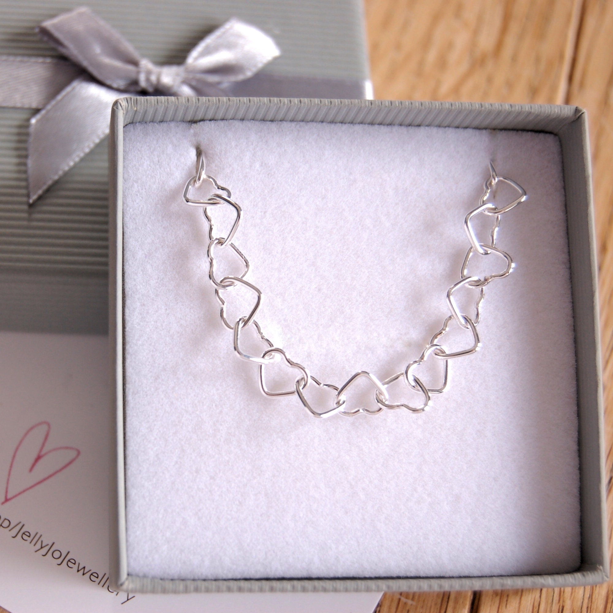 thumbnail image 2 of Sterling Silver Cubic Zirconia Love Heart Charm Bracelet - Women's Link Chain With Clasp 2 of 3