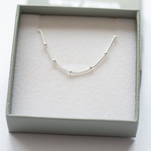 Silver Satellite Necklace, 14 16 18 20 22 24 Silver Satellite Chain, Bobble Necklace, Layering Necklace, Dainty Minimalist Necklace image 3
