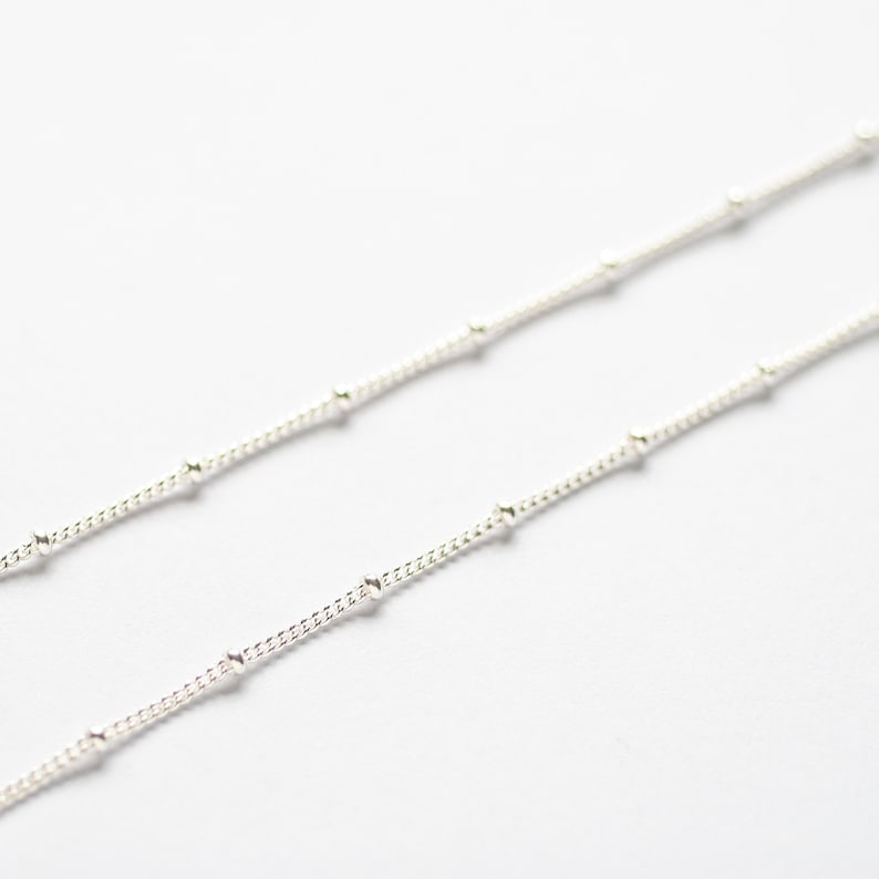 Silver Satellite Necklace, 14 16 18 20 22 24 Silver Satellite Chain, Bobble Necklace, Layering Necklace, Dainty Minimalist Necklace image 5