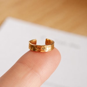Hammered Gold Ear Cuff, Sterling Silver with 18k Gold Plate