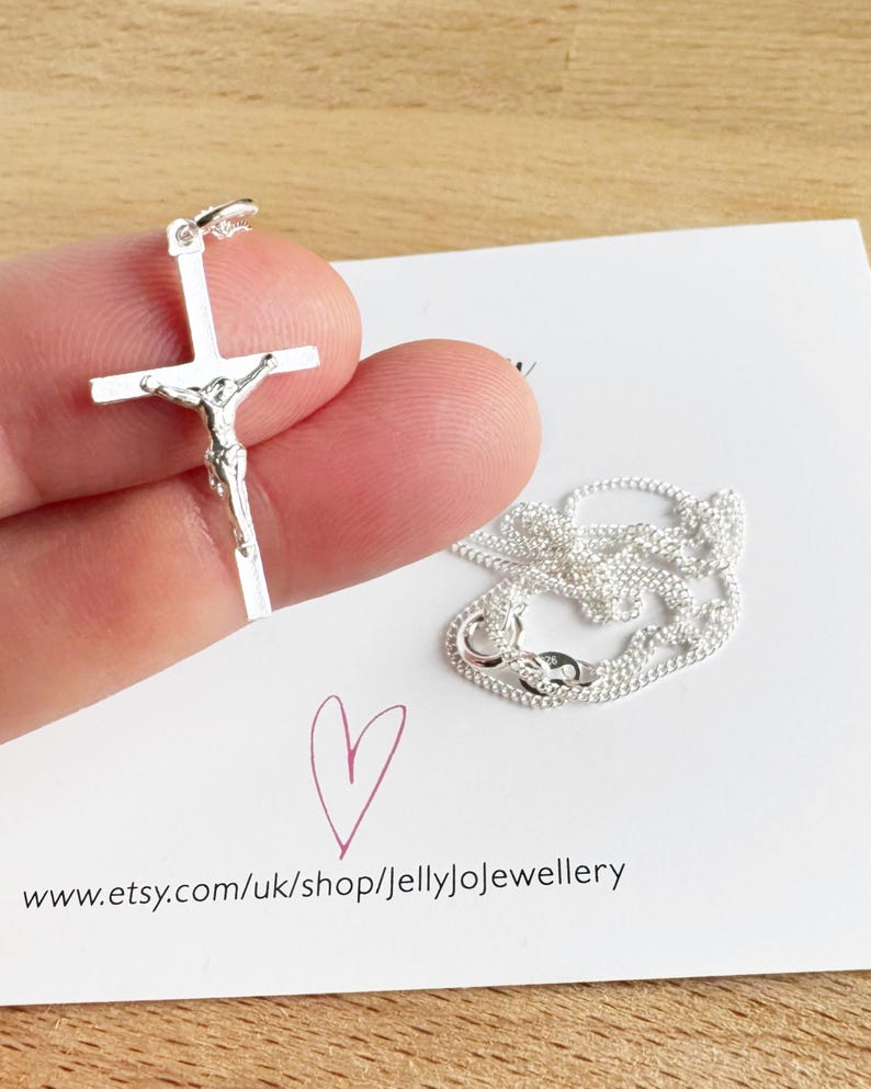 Sterling Silver Crucifix Necklace: Religious Pendant image 5