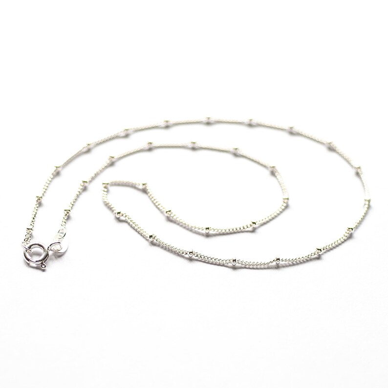 Silver Satellite Necklace, 14 16 18 20 22 24 Silver Satellite Chain, Bobble Necklace, Layering Necklace, Dainty Minimalist Necklace image 2