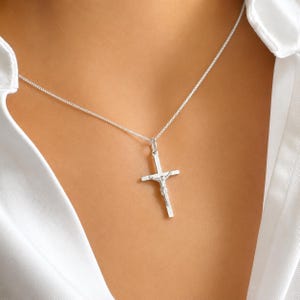 Sterling Silver Crucifix Necklace: Religious Pendant image 1