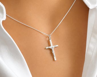 Sterling Silver Crucifix Necklace: Religious Pendant