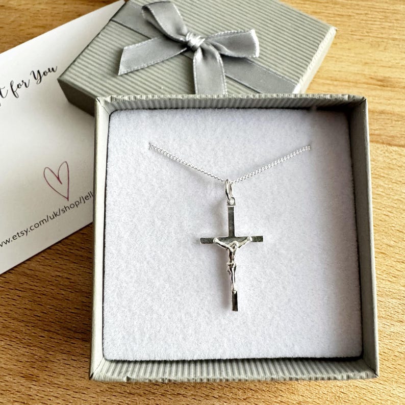 Sterling Silver Crucifix Necklace: Religious Pendant image 7
