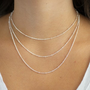 Silver Satellite Necklace, 14 16 18 20 22 24 Silver Satellite Chain, Bobble Necklace, Layering Necklace, Dainty Minimalist Necklace image 4