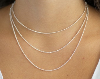 Satellite Necklace, 14” 16” 18” 20” 22” 24” 925 Sterling Silver, Bobble Necklace, Layering Necklace, Minimalist Necklace, Gift for Her