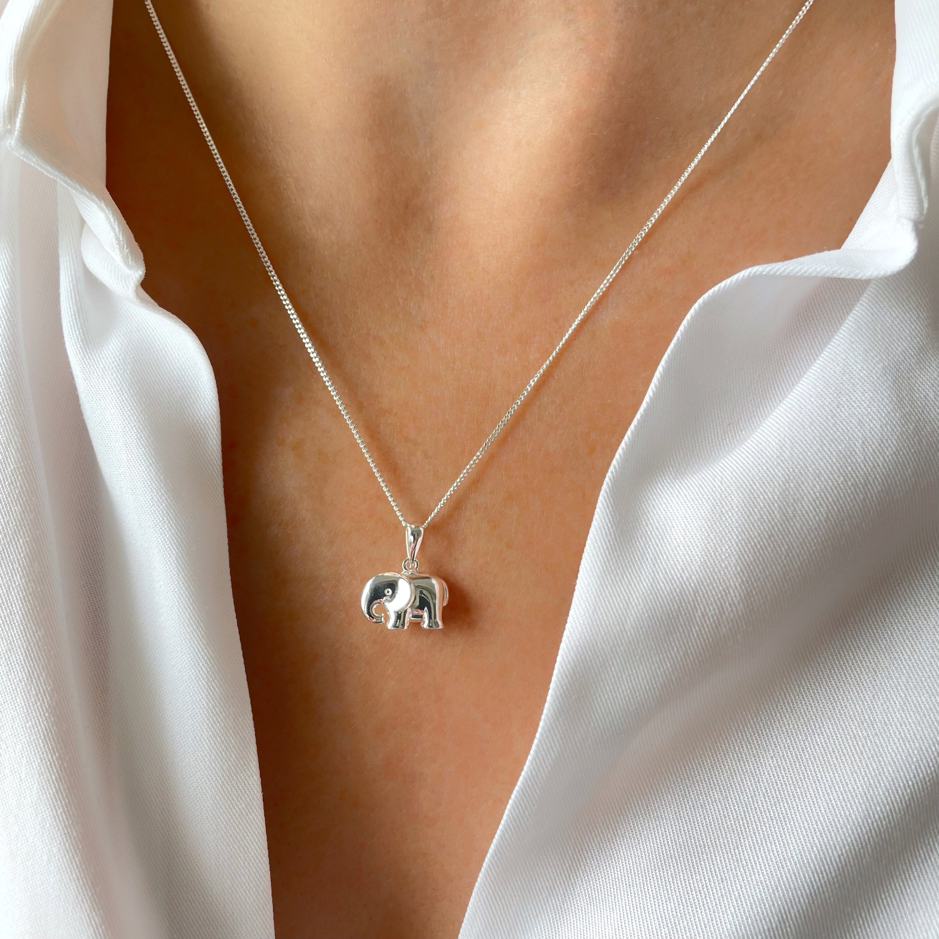 Real silver elephant necklace clearance