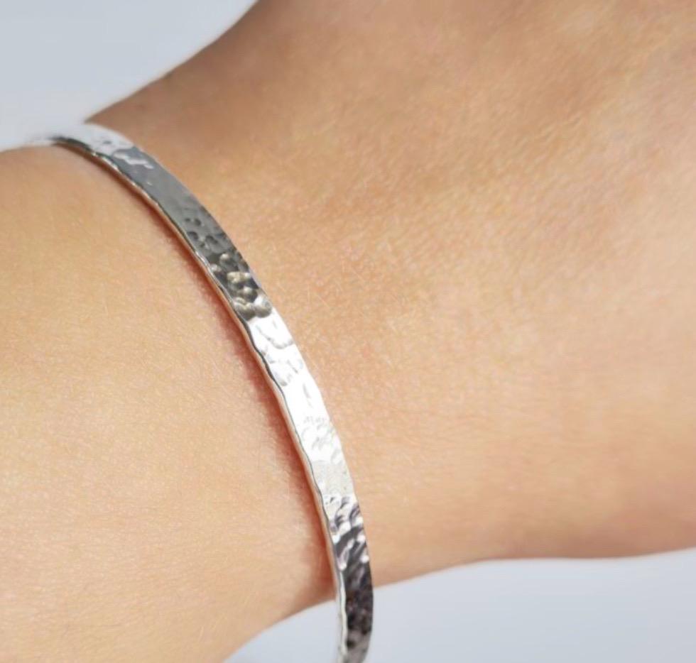 Bracciale Rigido Martellato In Argento 925 Fatti A Mano Per Uomo - Lugo - Foto 12