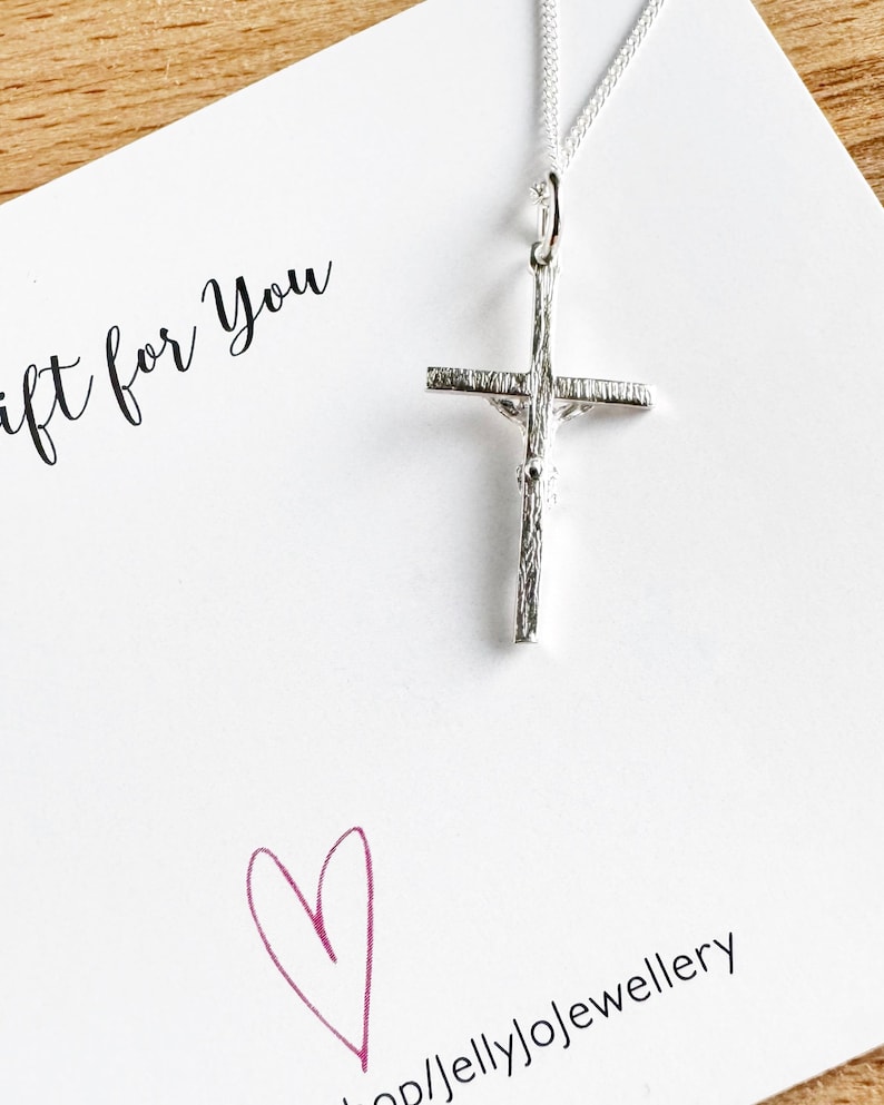 Sterling Silver Crucifix Necklace: Religious Pendant image 4
