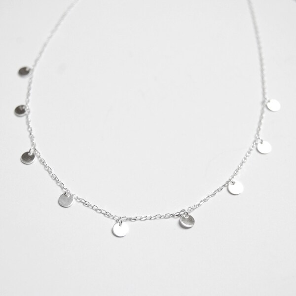 Silver Disc Necklace Etsy