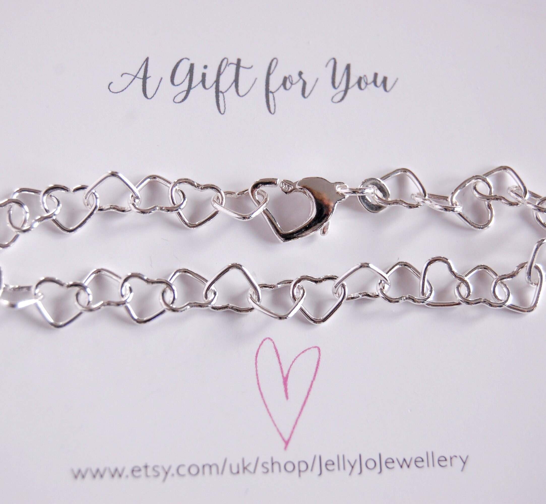 Heart Link Bracelet, Sterling Silver Heart Bracelet, Heart Heart Link Bracelet, Sterling Silver Heart Bracelet, Heart
