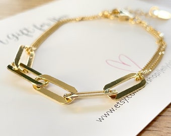 Armband med pappersklämmor i guld: Spårkedja i italienskt sterlingsilver