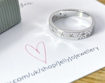 Sterling Silver Celestial Ring: Starry Night Cubic Zirconia Band