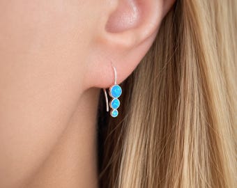 Sterling Silver Opal Drop Earrings: October Birthstone Gift