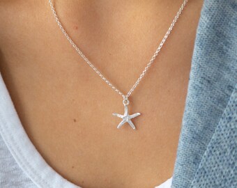MERSDW Star Fish Pendant Necklace Women Sweater Chain Long Women's Starfish Austria Crystal Necklace Clothes Accessories Necklace Jewelry Gift Pink 