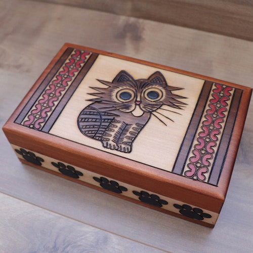 Wooden Cat Keepsake Box/jewelry Box/gift for Her Etsy