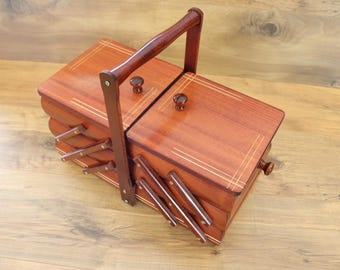 Wooden sewing box/sewing organizer/sewing gifts/sewing storage box/sewing chest/sewing basket/accordion box