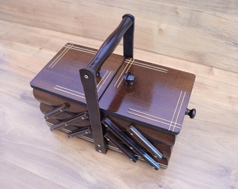 Wooden sewing box(small version) sewing organizer/sewing gift/sewing chest/accordion sewing box