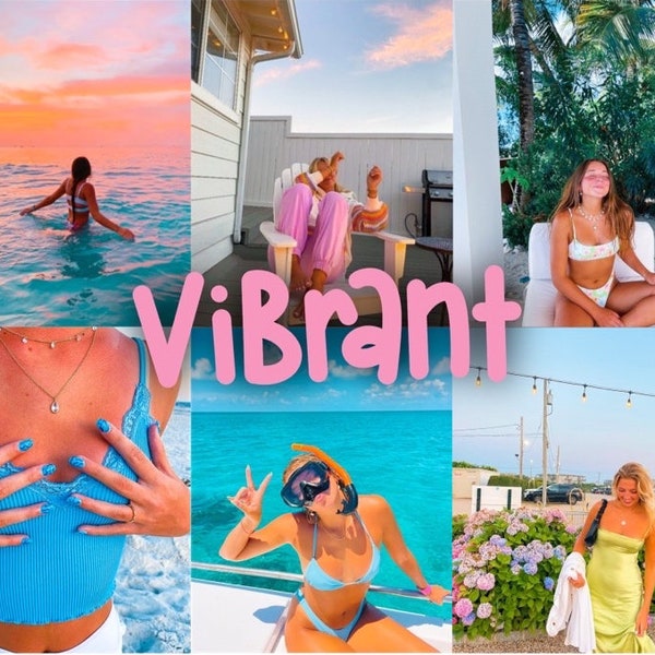 4 vibrant Lightroom presets, preppy filters, iPhone presets, aesthetic filters