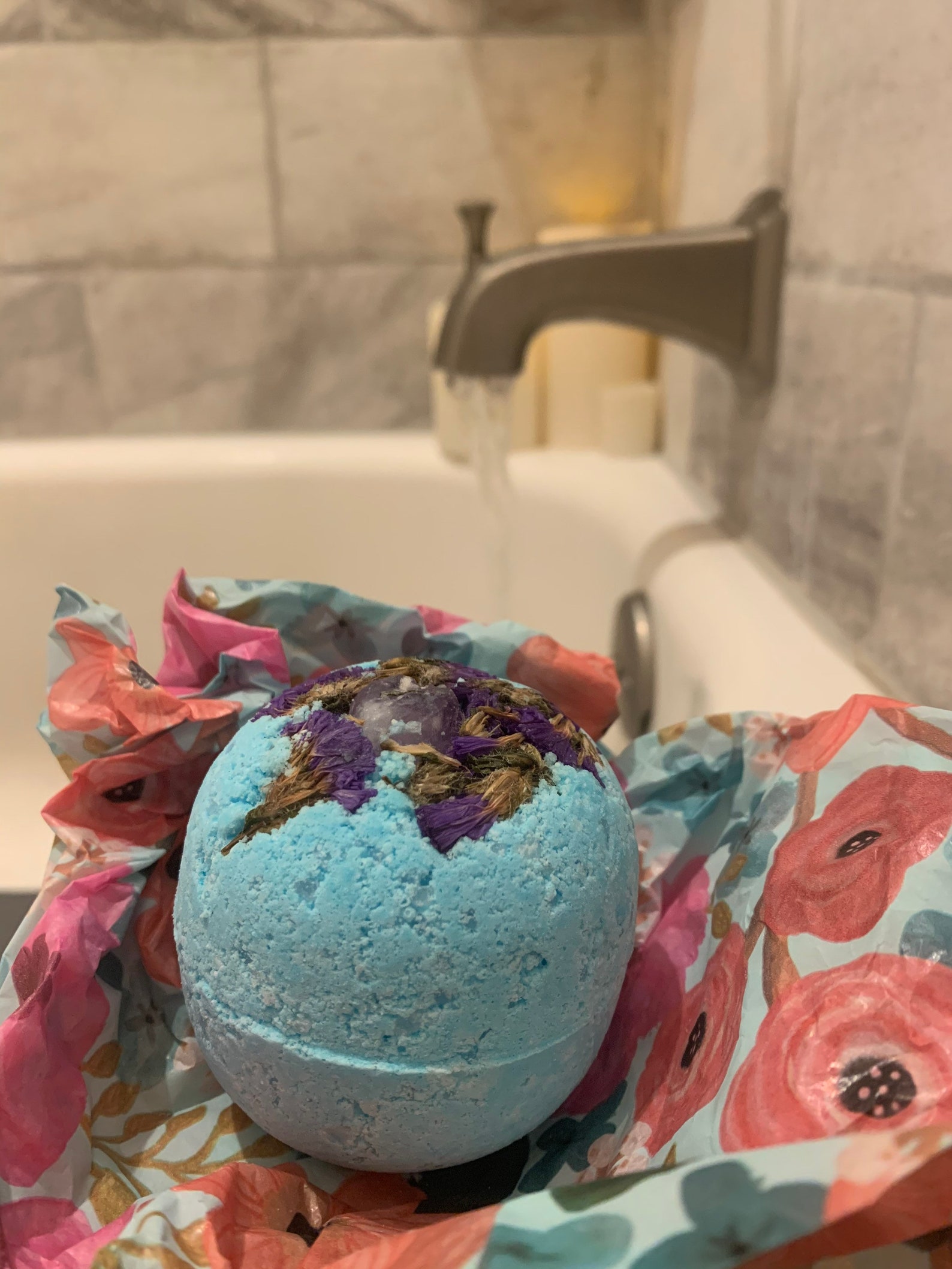 Crystal Infused Bath Bomb with Amethyst | Etsy