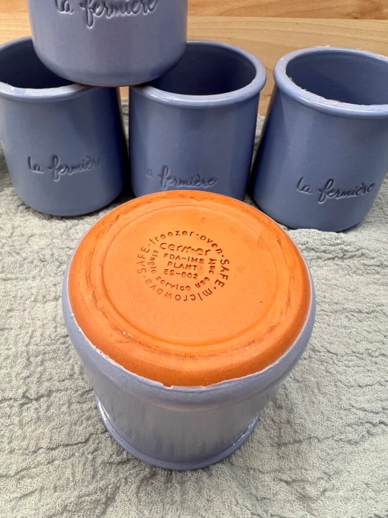 La Fermiere Yogurt Pots, French Pottery Pots, Green Glazed Pots Etsy