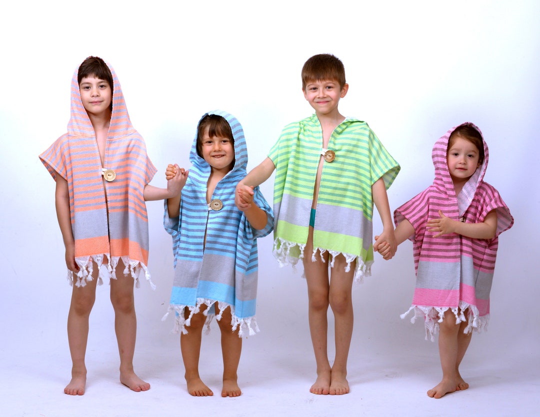 Kids Beach Cover up Kids Hooded Towel Poncho Peshtemal Etsy