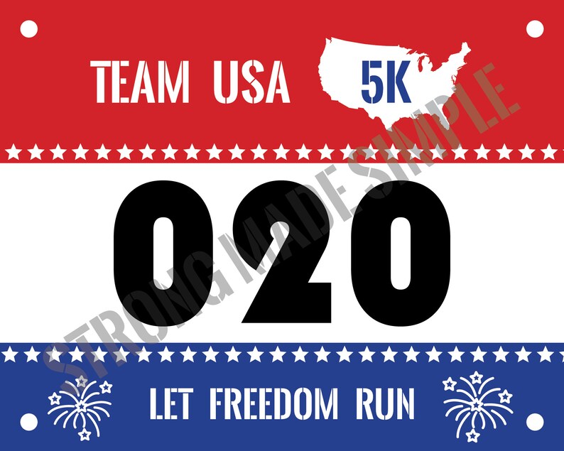 July 4th 5k Race Bib PDF Download  Etsy