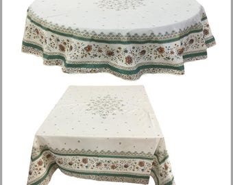 LaCerise Green Acrylic Coated French Provencal Tablecloth Motif in Place