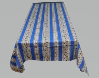LaCerise Blue/White French Provencal Acrylic Coated Stripe Design Tablecloth
