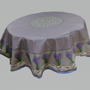 Lavender Nouveau French Provencal Acrylic Coated 71" Round Tablecloth