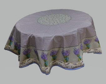 Lavender Nouveau French Provencal Acrylic Coated 71" Round Tablecloth