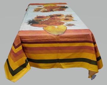 Van Gogh Sunflower 100% Cotton Acrylic Coated Tablecloth