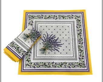 Olive Lavender Yellow 100 percent Cotton French Provencal Napkins