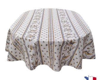 Moustier Blue Oval Acrylic Coated Tablecloth