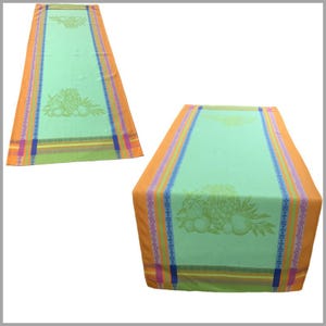 Pineapple Green Jacquard Weave Runner 20x60 Woven in France Hand Made in France