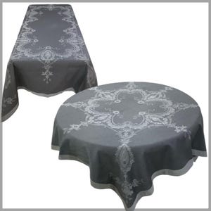 Julian Gray Jacquard Weave French Teflon® Treated Tablecloth