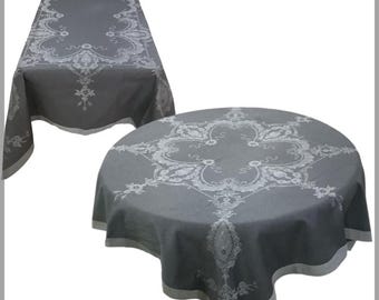 Julian Gray Jacquard Weave French Teflon® Treated Tablecloth