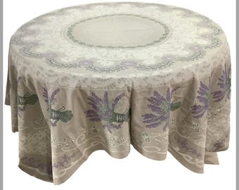 Lunel Lavender Lace Teflon® Treated Jacquard Tapestry Weave Tablecloth