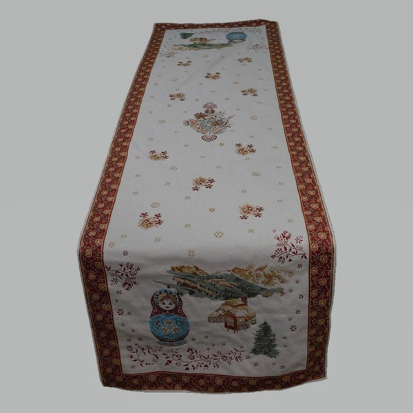 Alpine Winter Jacquard Tapestry Weave Deco Runner