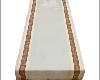 Grape Vine Beige Jacquard Weave Runner.  Woven in France.  20x60  Handmade in France