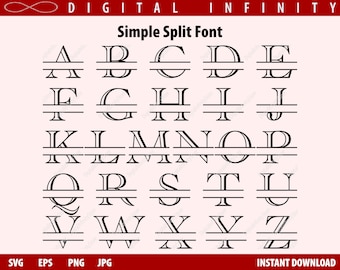 Split Serif Font SVG: Monogramm Alphabet Buchstaben (Digitale Dateien)