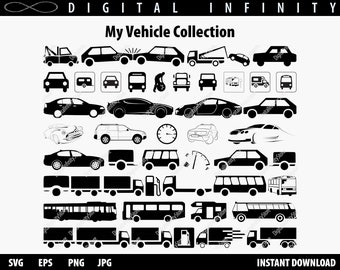 CAR Svg, TRUCK Svg, BUS Svg Bundle Files for Cricut