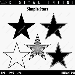 Star SVG Clipart: Double, Triple, Outline Stars (Commercial Use)