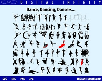 Siluetas de baile SVG: Imágenes prediseñadas de baile, archivos Cricut (descarga digital)