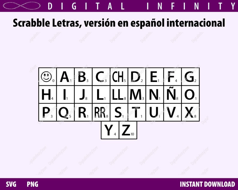Spanish Scrabble Tiles SVG: International Version, Joker Included ...