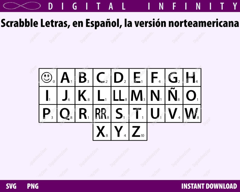 Spanish Scrabble Tiles SVG: North American Version (30 Designs) - Etsy